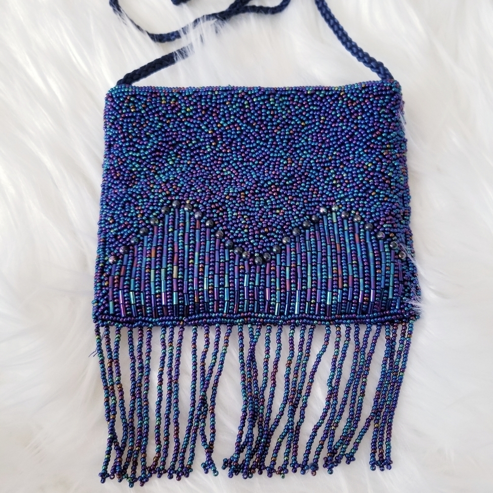 BOHO Beaded Royal blue Multicolored little bag